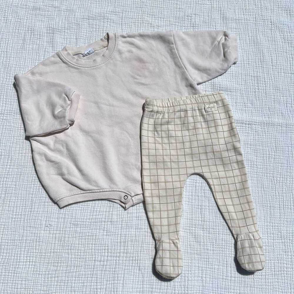 At Noon Baby Sweatshirt Romper Set